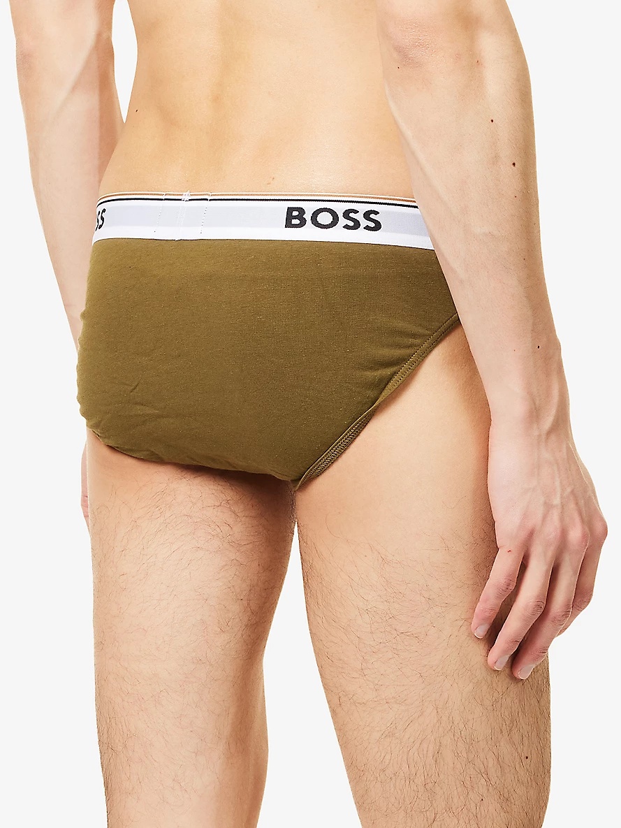 Power Logo-Waistband Pack Of Three Stretch-Cotton Briefs - 3