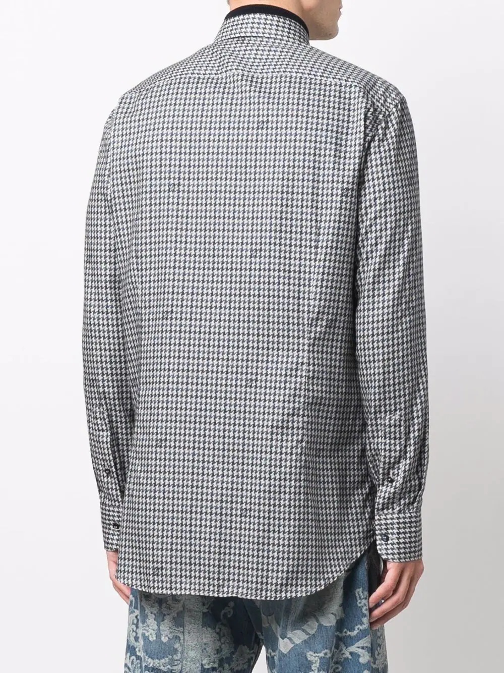 embroidered-logo check-print shirt - 4