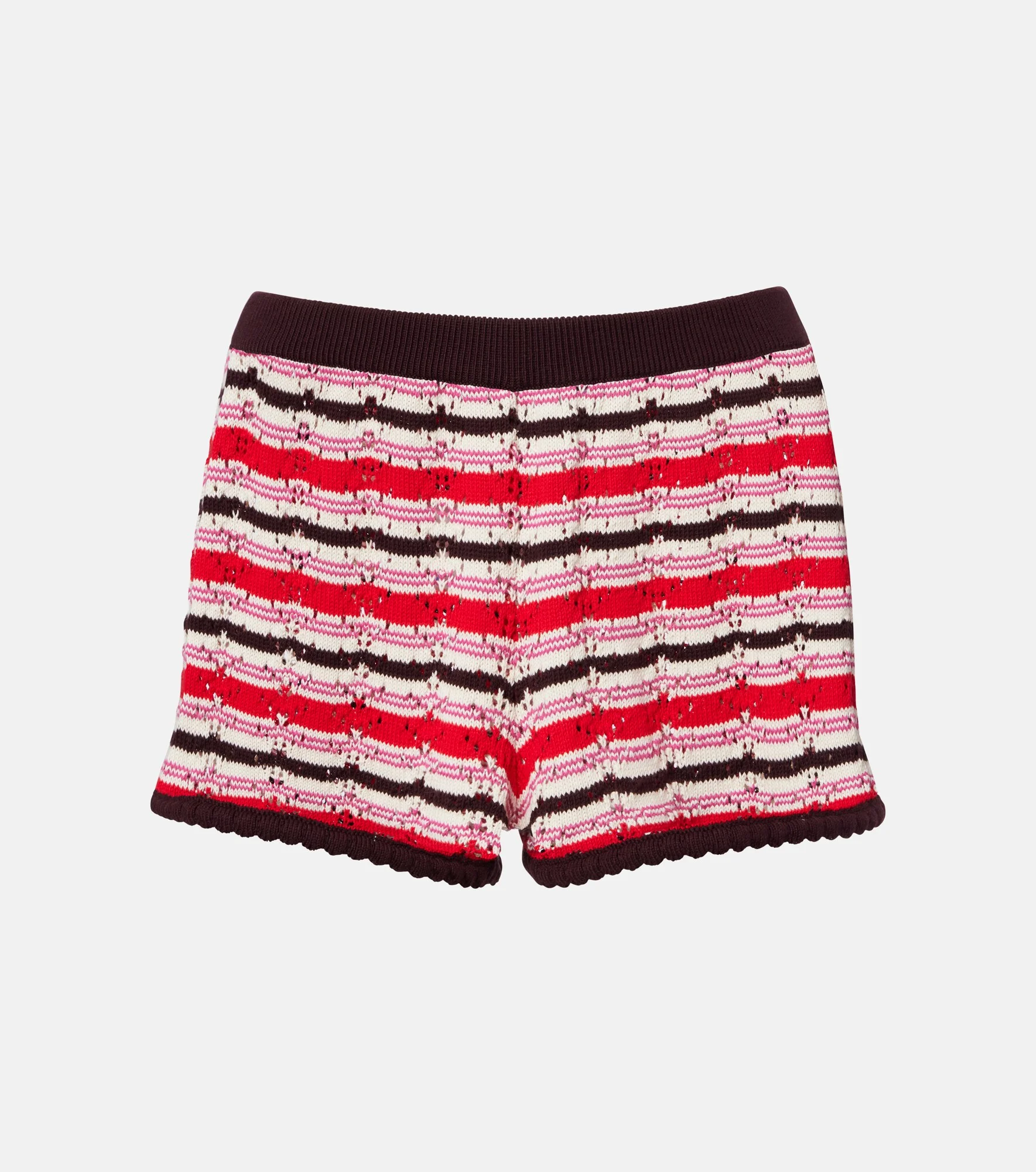 Striped crochet cotton shorts - 1