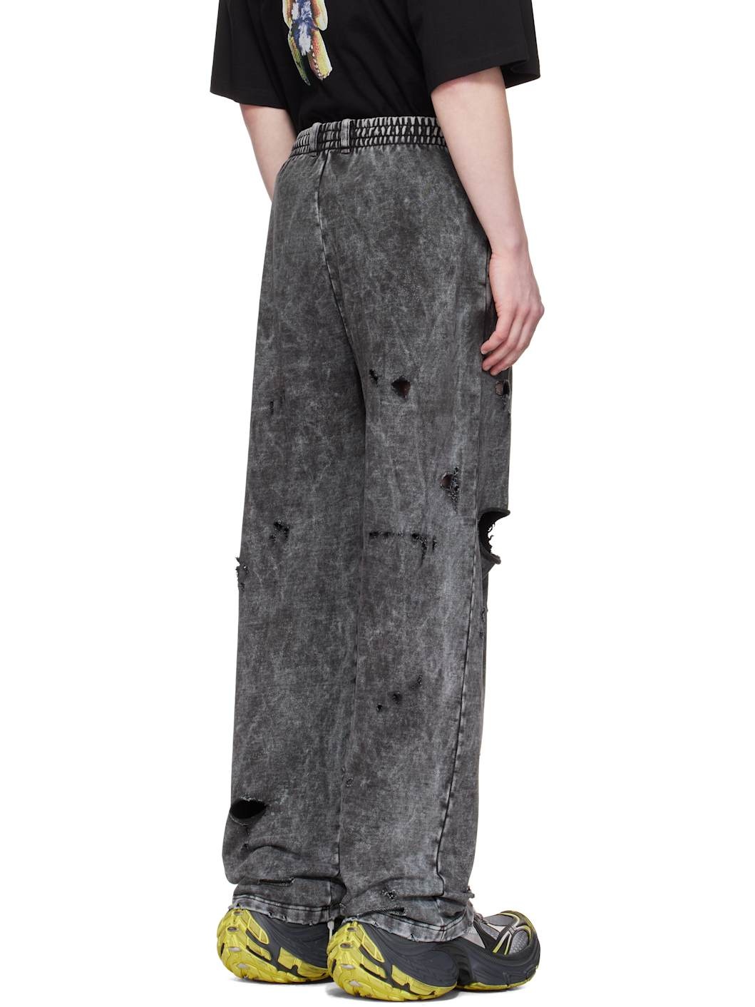 Black Destroyed Jersey Sweatpants - 3