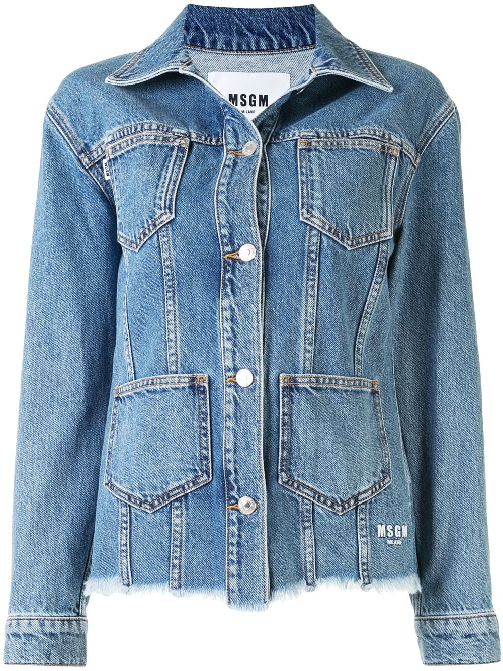 fitted multi-pocket denim jacket - 1