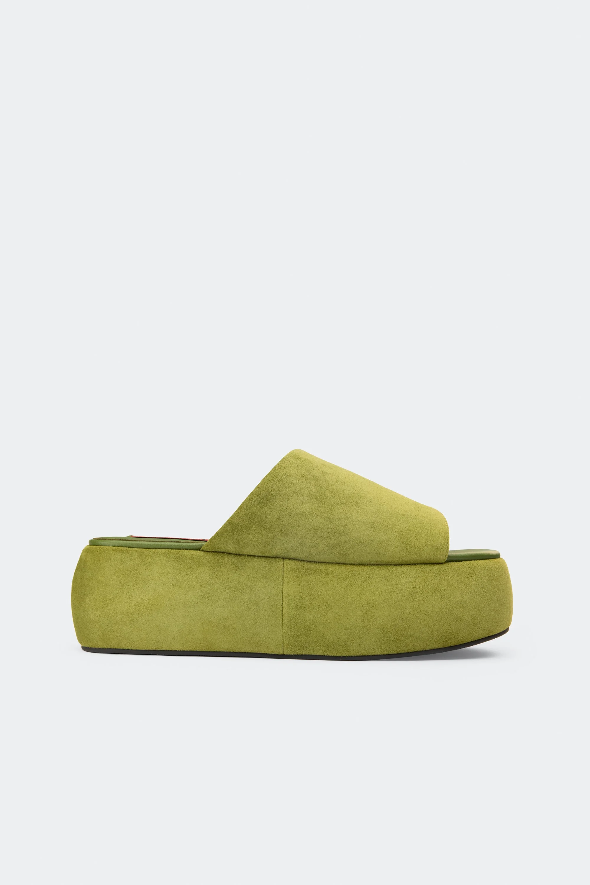 Suede Cloudy Platform In Moss Green - 1