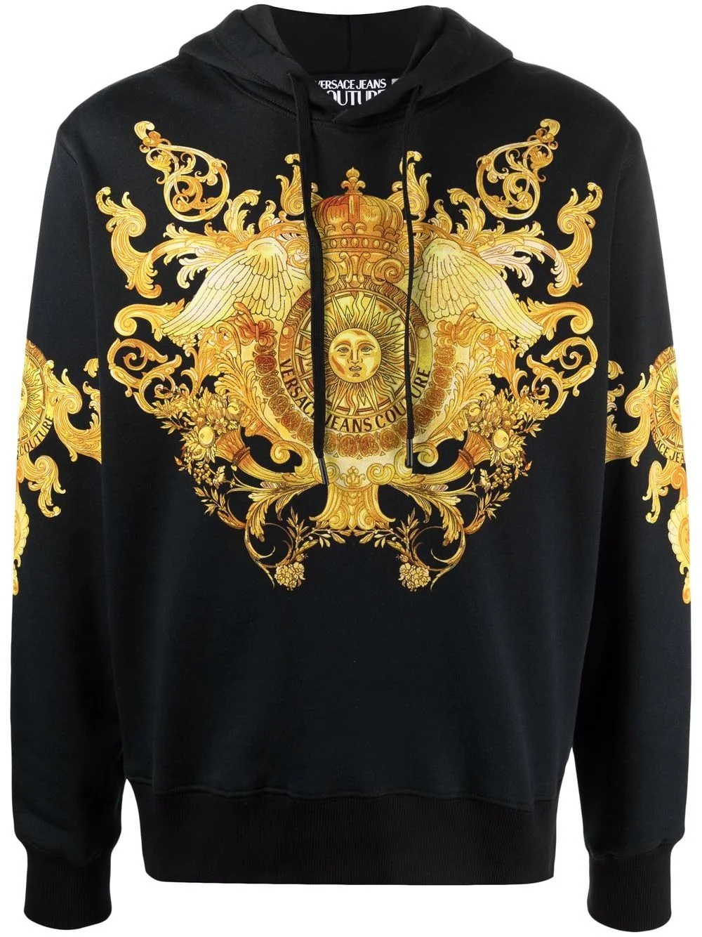 baroque-print cotton hoodie - 1