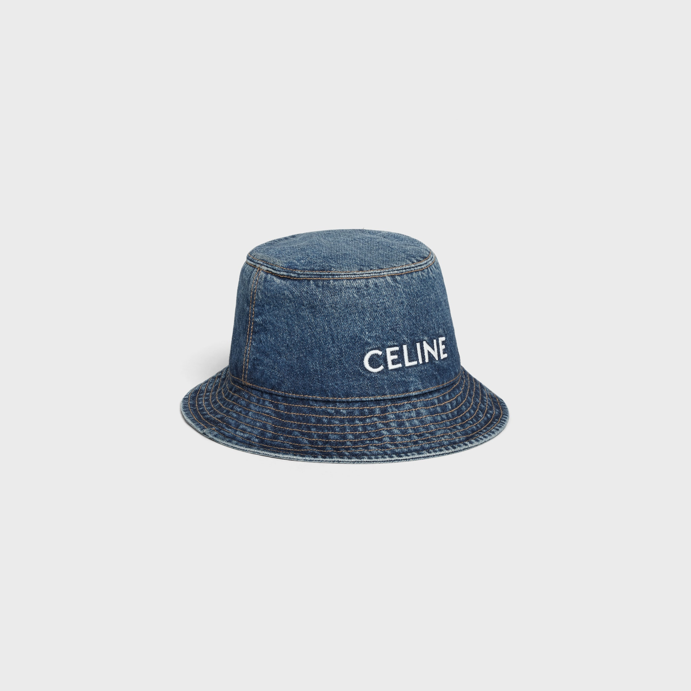 Celine embroidered union wash denim bucket hat - 2