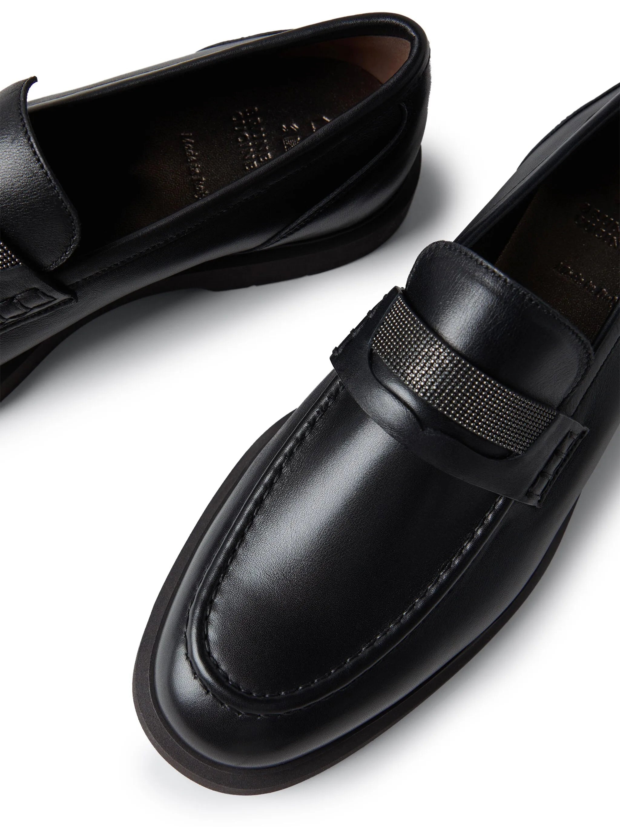 Brunello Cucinelli Crystal-embellished Leather Loafers - 3