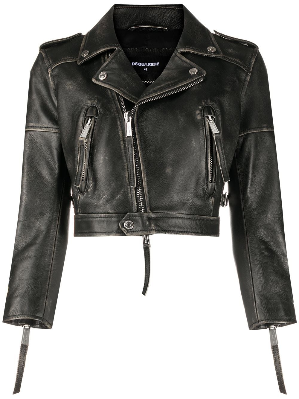 cropped biker jacket - 1