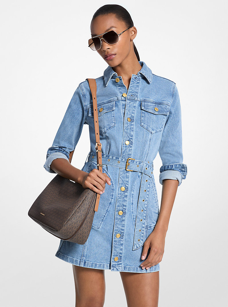 Denim Belted Mini Dress 1