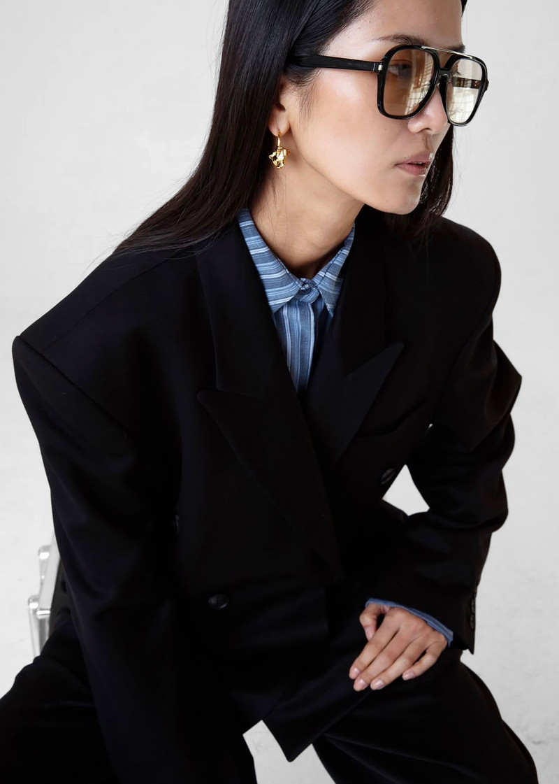 Vester Double-Breasted Blazer - Black 4