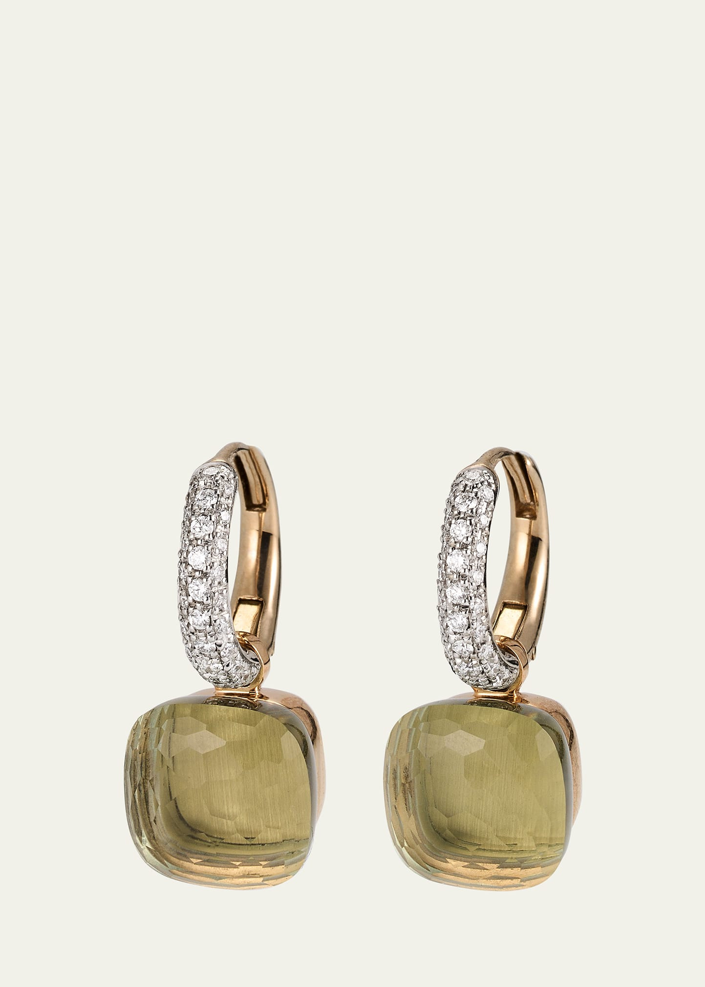 Nudo Prasiolite Drop Earrings with Diamonds - 1