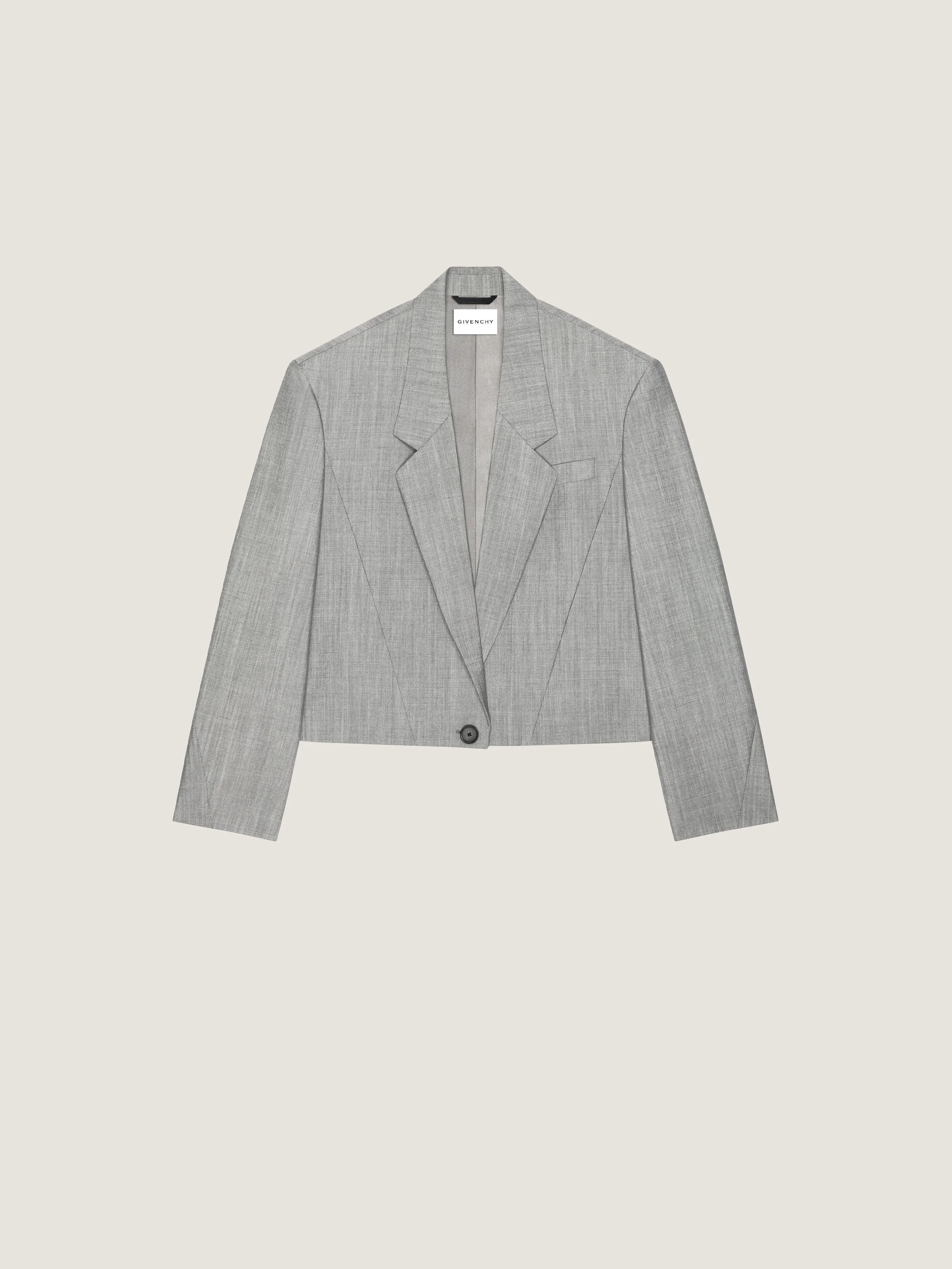 SINGLE-BREASTED CROPPED JACKET IN WOOL AND MOHAIR - 1