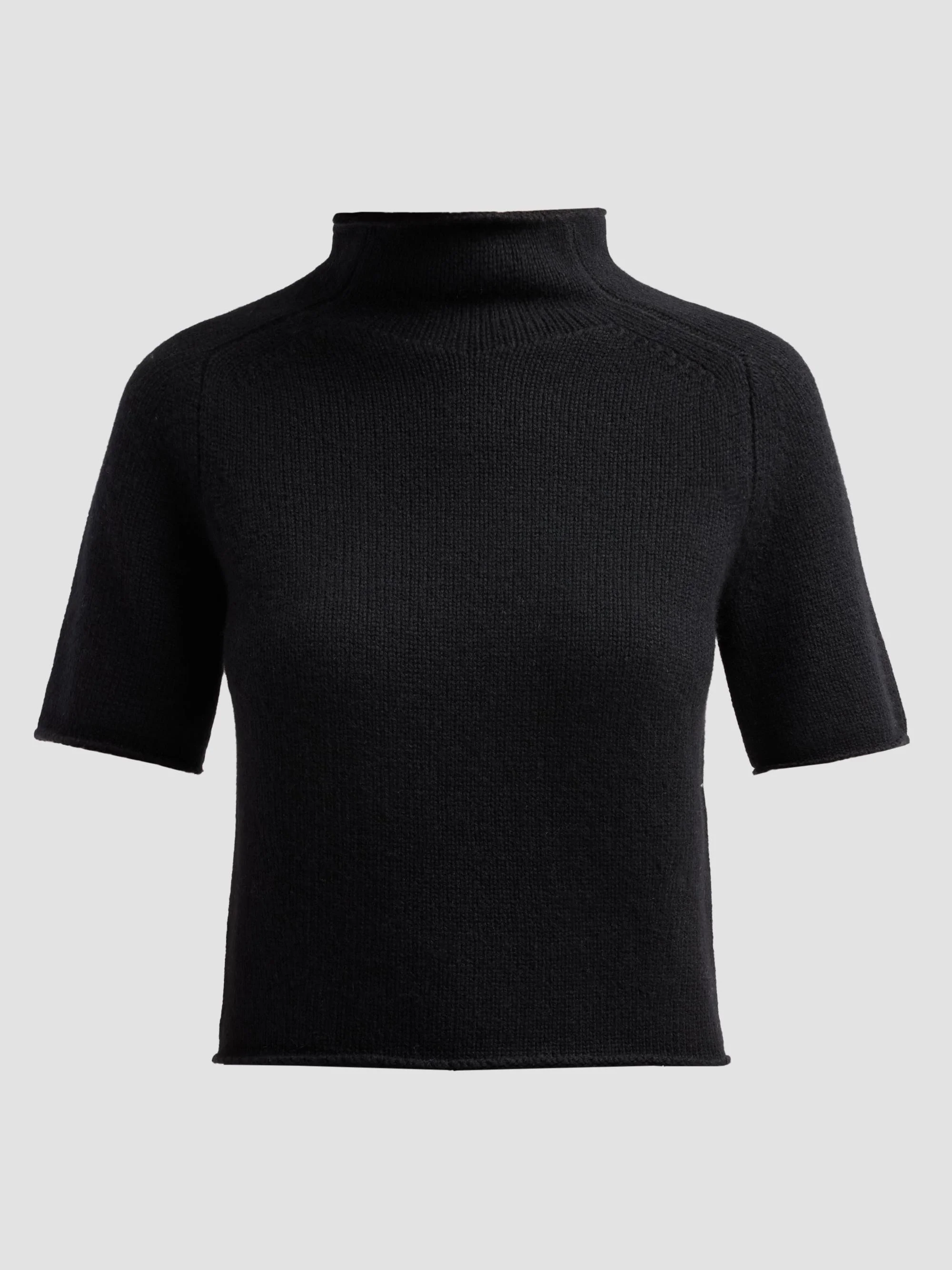 Women's Fride Cashmere Short-Sleeve Sweater - Black - 1