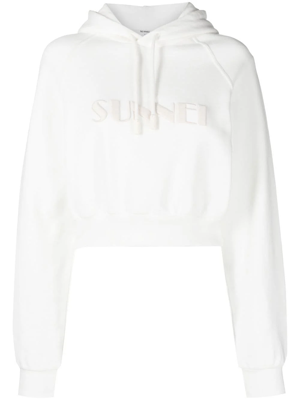 cropped logo-print cotton hoodie - 1