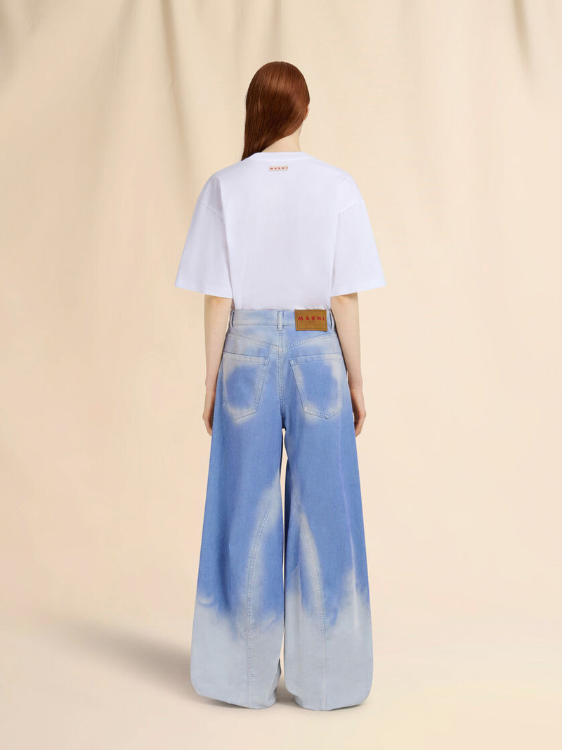 BLUE FLOCKED DENIM TWISTED JEANS 3
