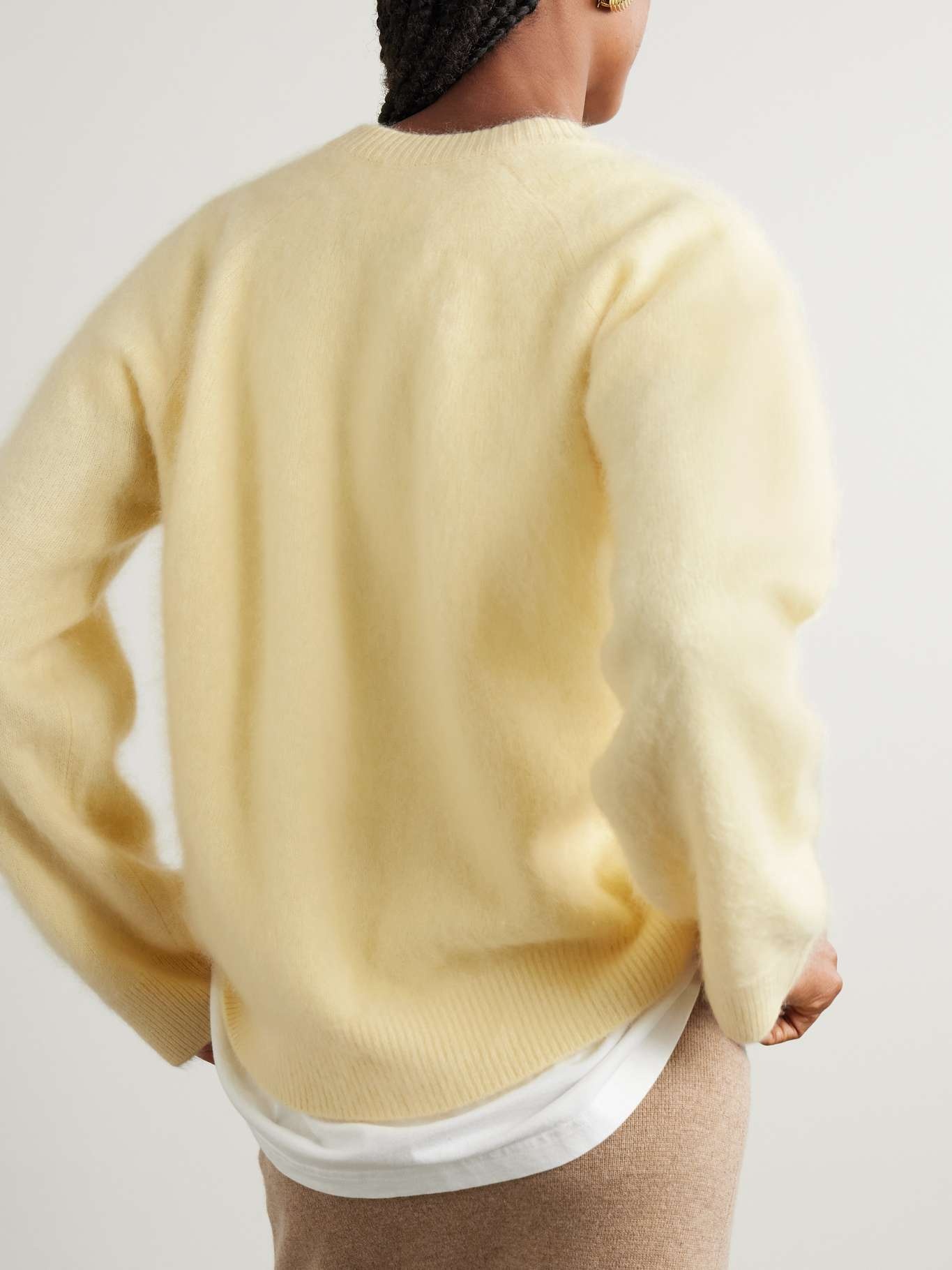 Melba brushed-cashmere cardigan Yellow - 3