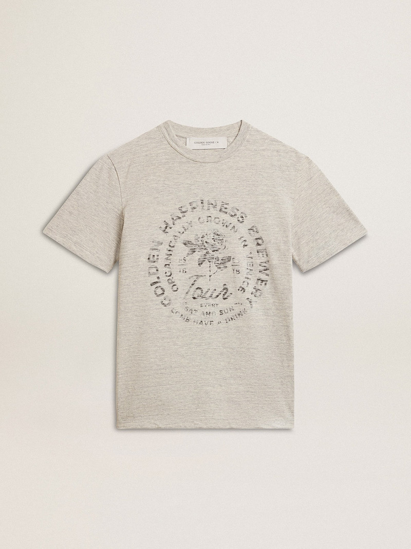 Women’s T-shirt in gray melange cotton with seasonal print 1