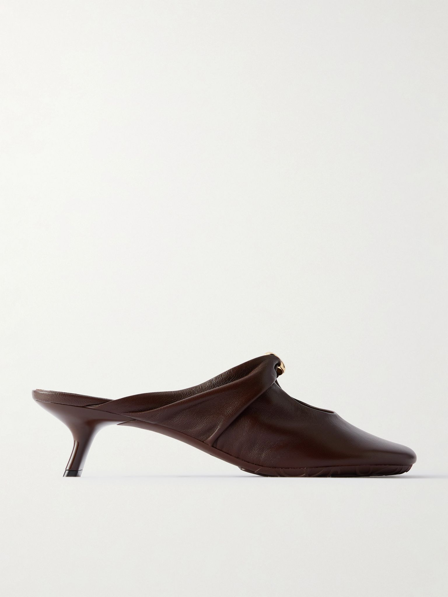 Pebble embellished cutout leather mules Brown - 1