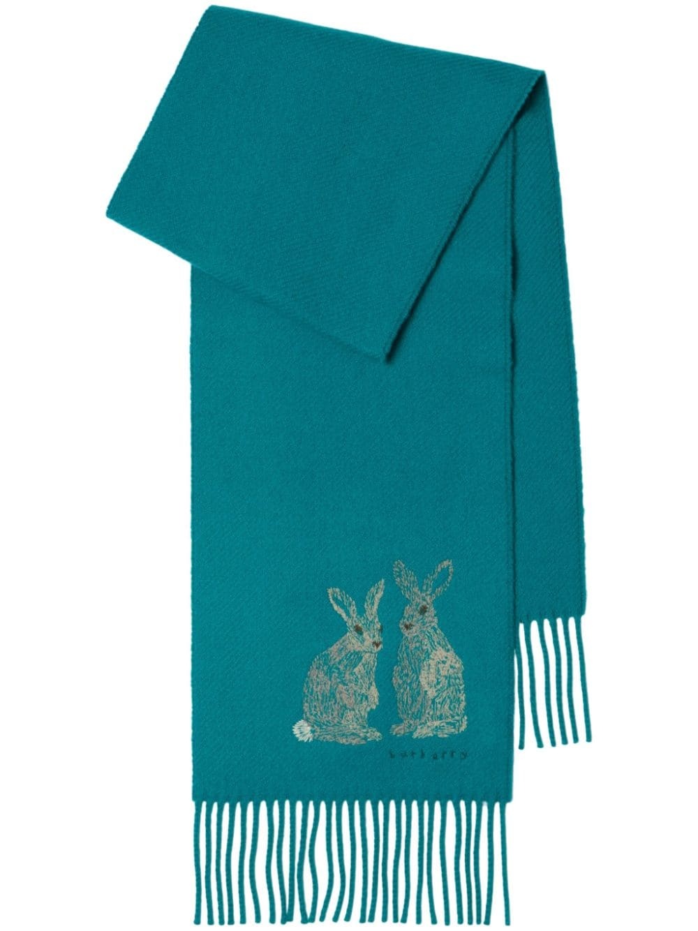 rabbit embroidery cashmere scarf - 1