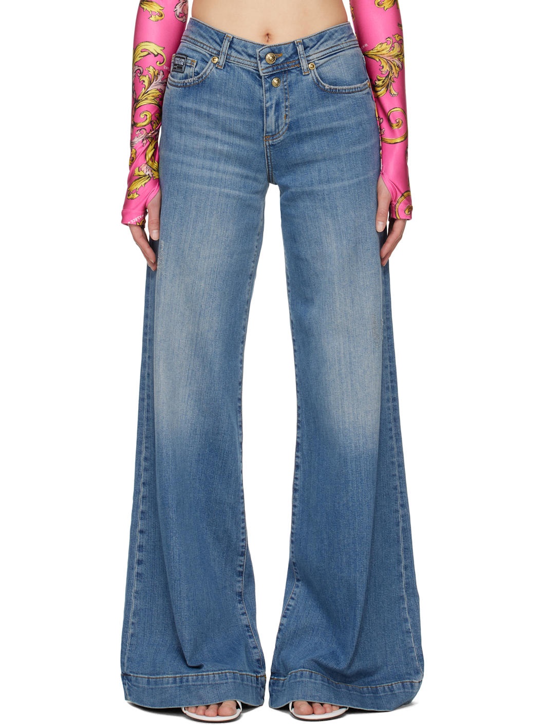 【versace】flare pants Versace Pinstripe-flared Trousers In Black