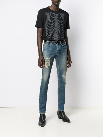 SAINT LAURENT ripped-detail skinny jeans outlook