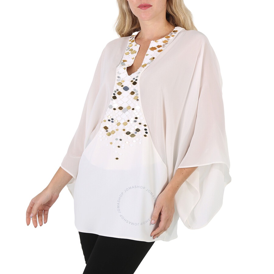Roberto Cavalli Ladies White / Gold Mirror Snake Embellished Kaftan - 4