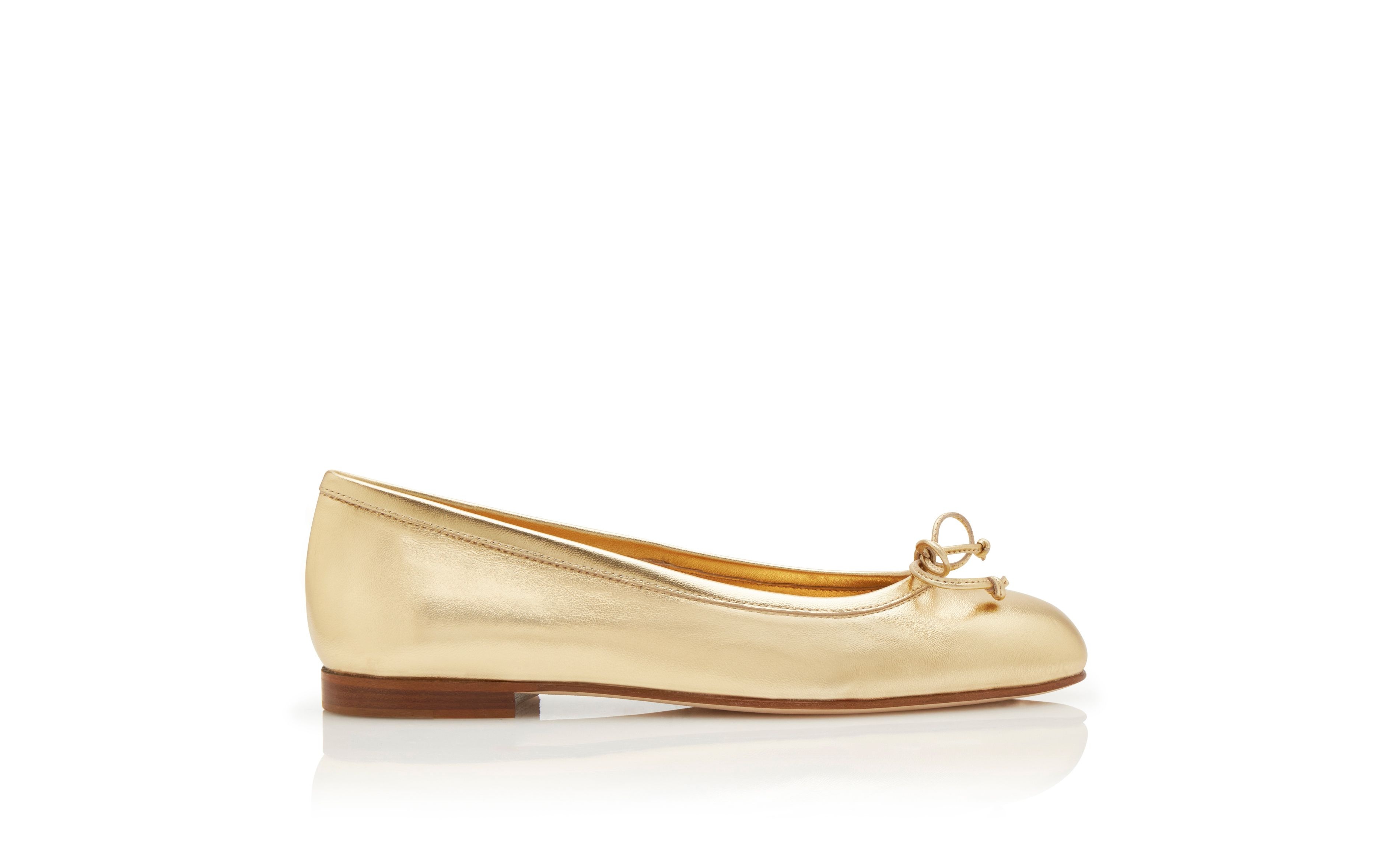 Gold Nappa Leather Ballerina Flats - 1