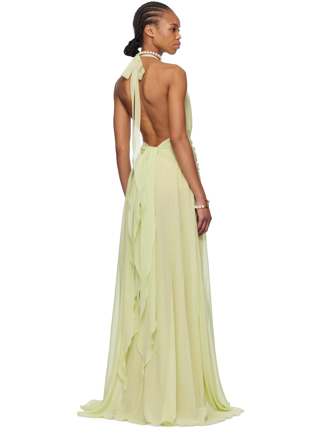 Green Rose Decoration Maxi Dress - 3
