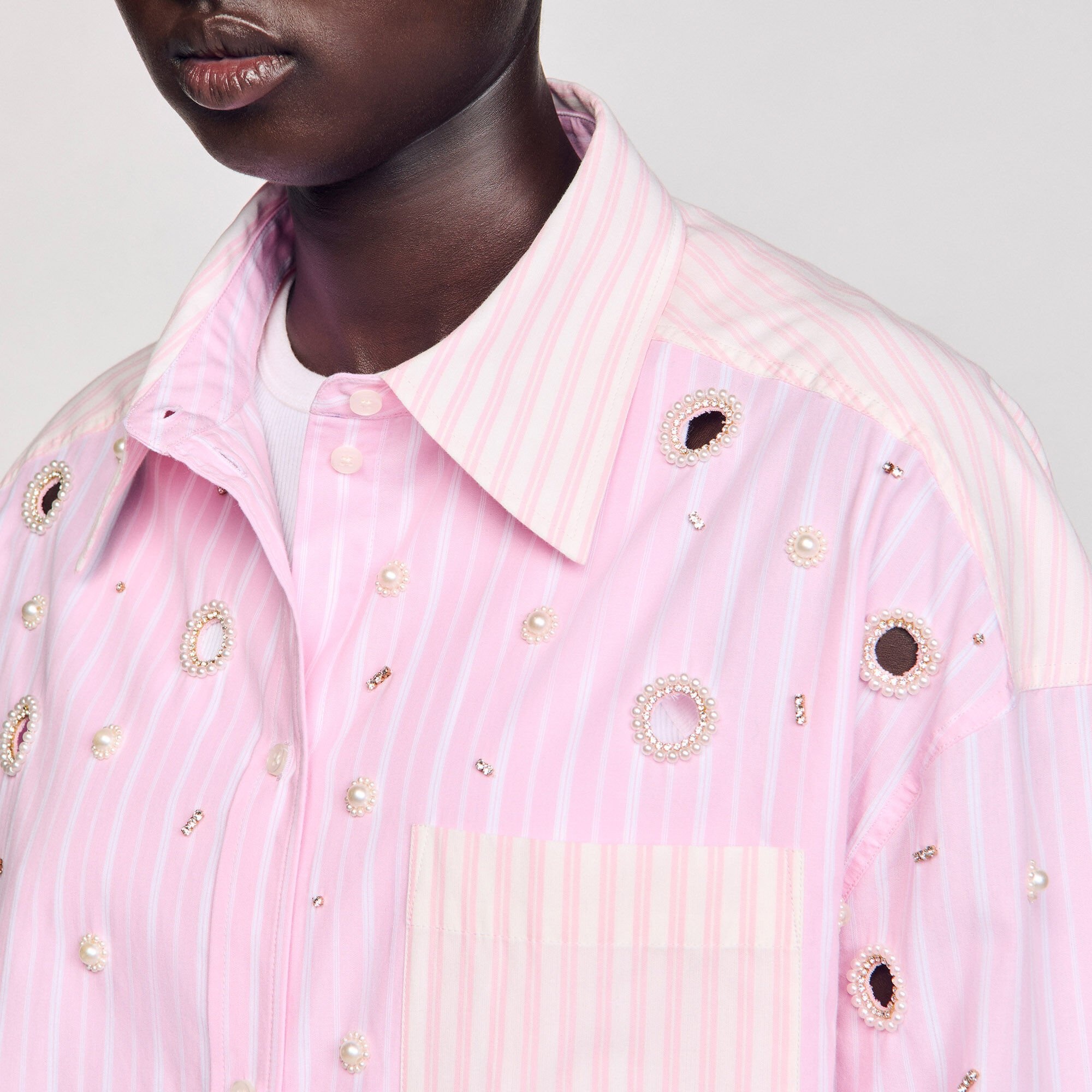 STRIPED RHINESTONE SHIRT - 3