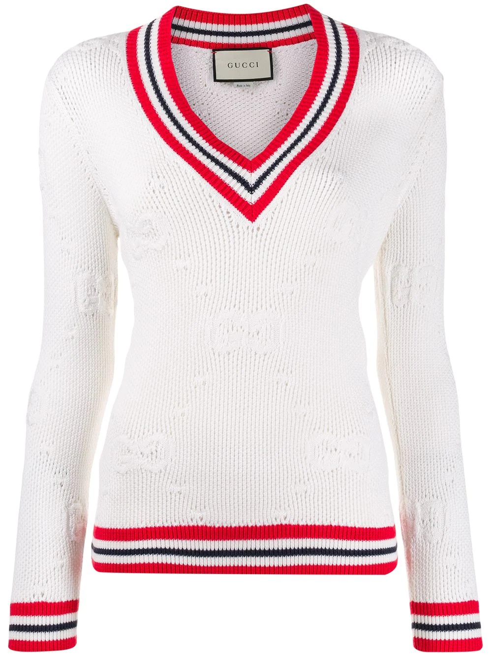 V-neck knitted logo sweater - 1