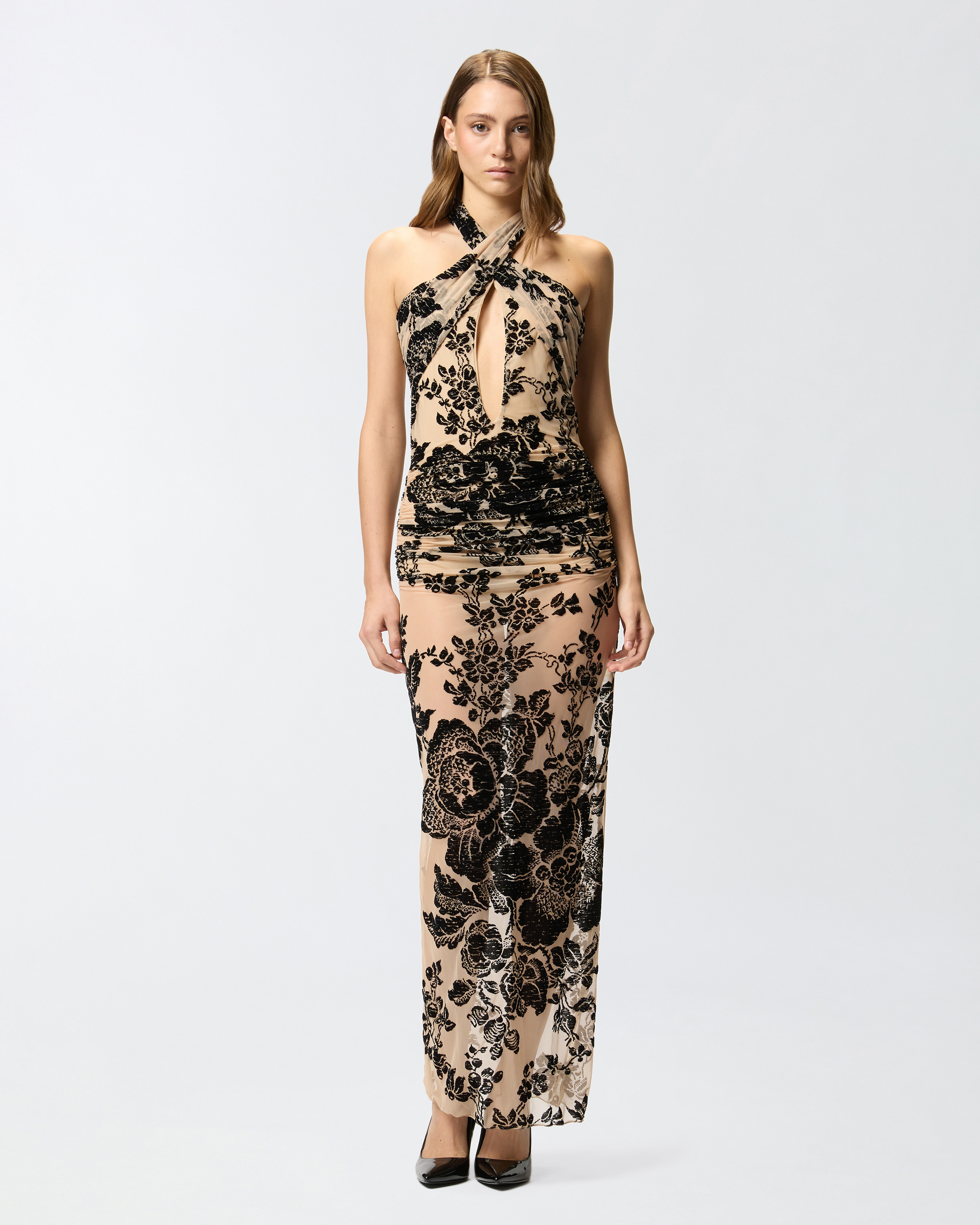 LONG FLOCK-PRINT DRESS - 3