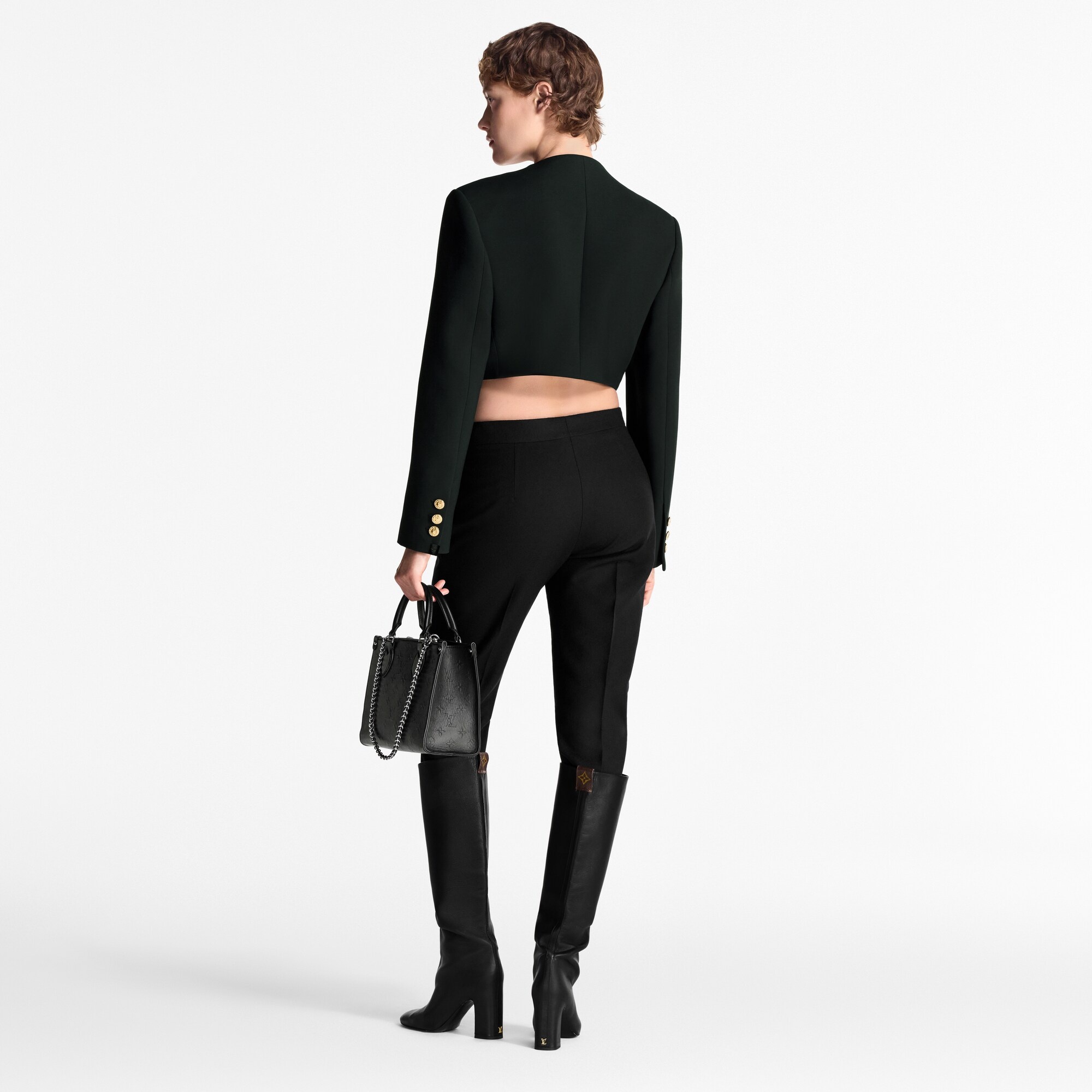 Cropped Button Trim Jacket - 3