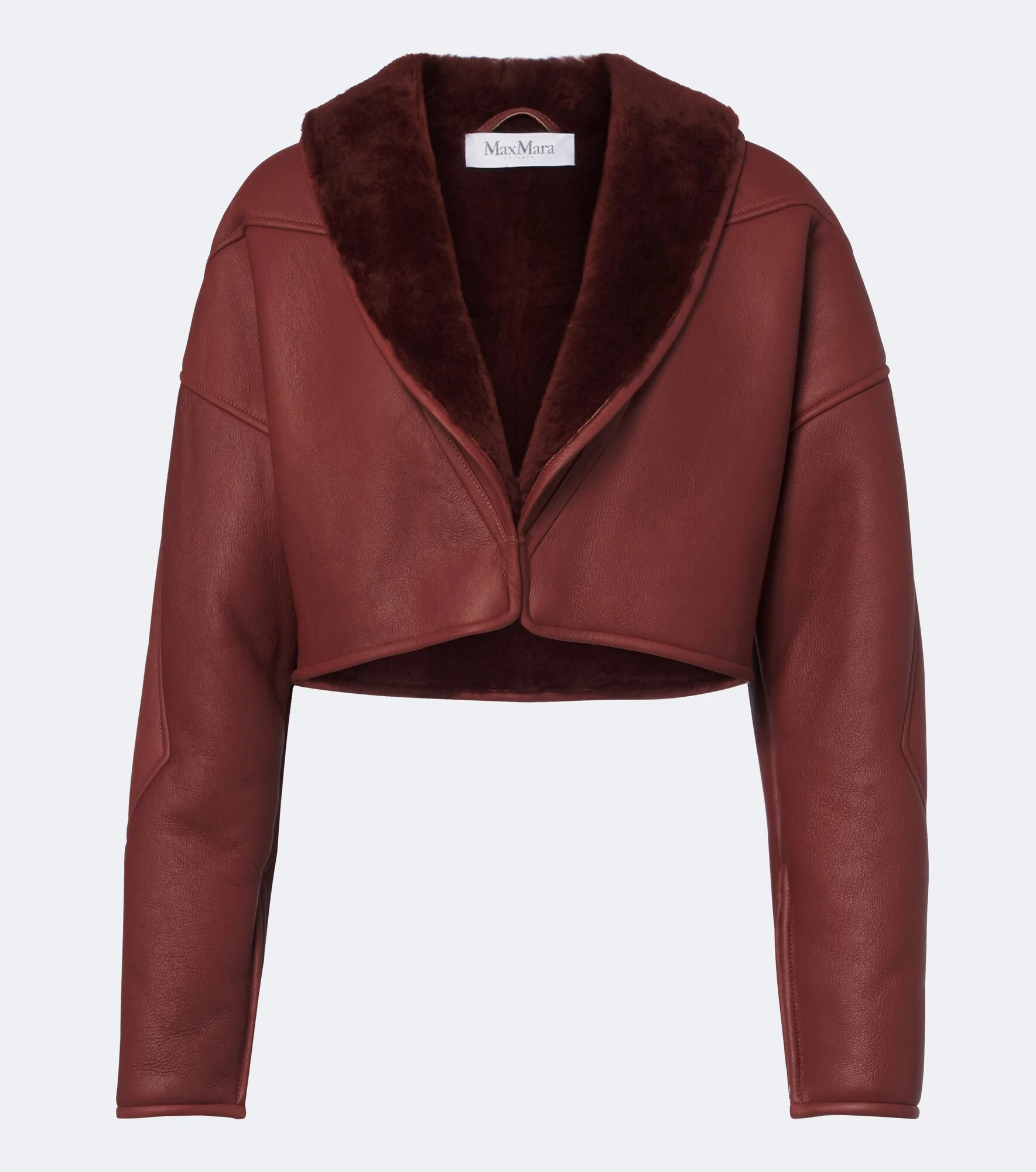 Cropped leather jacket - 1
