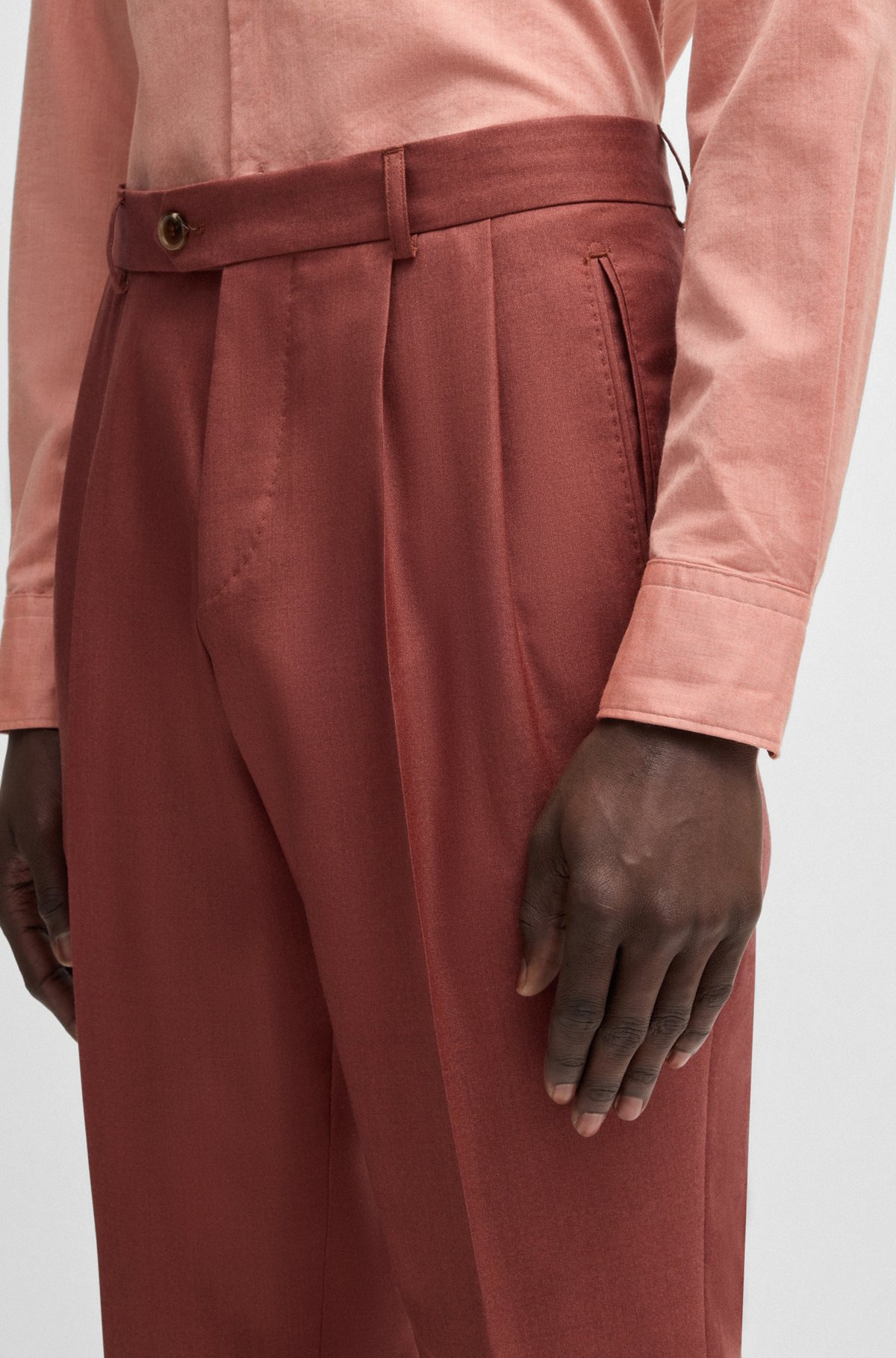 REGULAR-FIT TROUSERS IN CASHMERE, VIRGIN WOOL AND SILK - 5