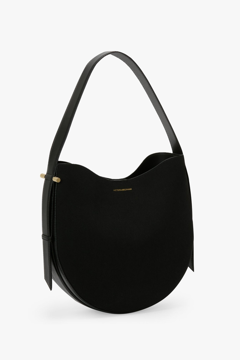 Dia Hobo Bag In Black Canvas With Black Leather 3