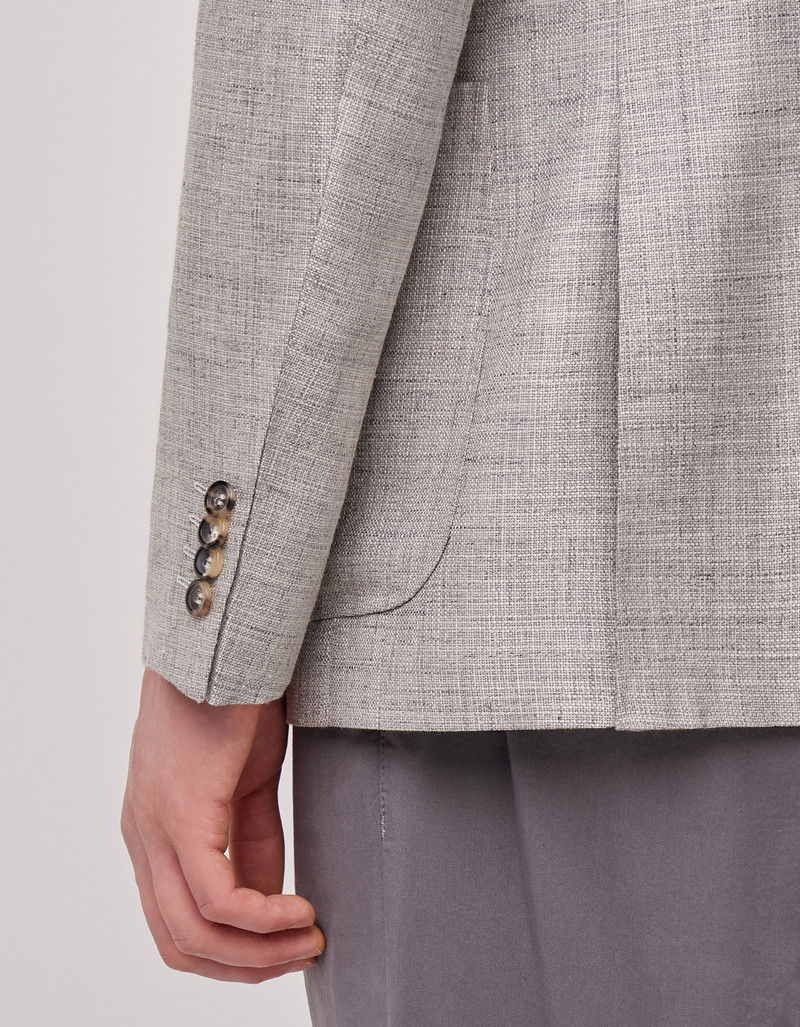 NAVY BLUE TRICOT-EFFECT COTTON JERSEY JACKET 195