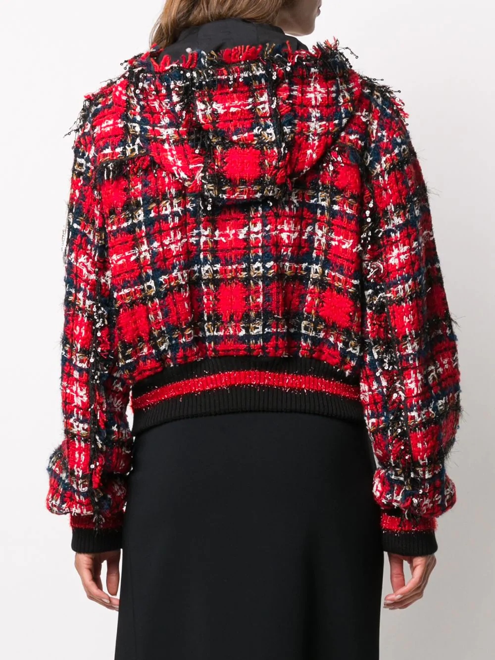 bouclé knit cropped bomber jacket - 4