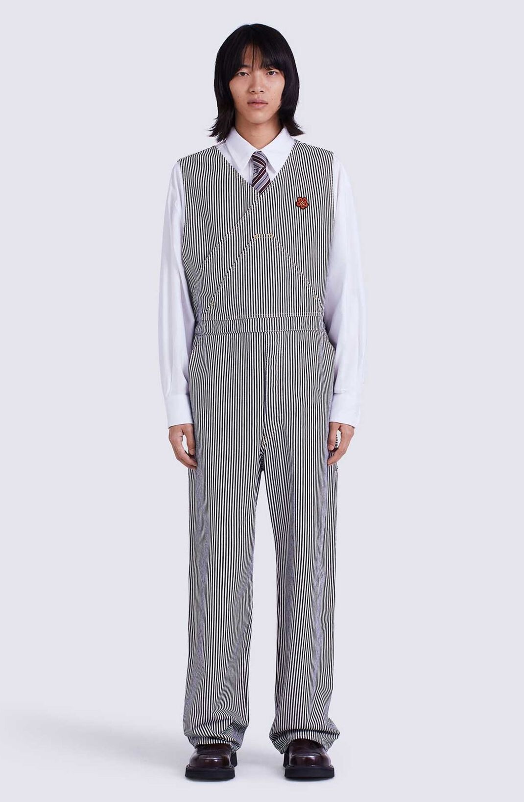Striped denim dungarees - 3