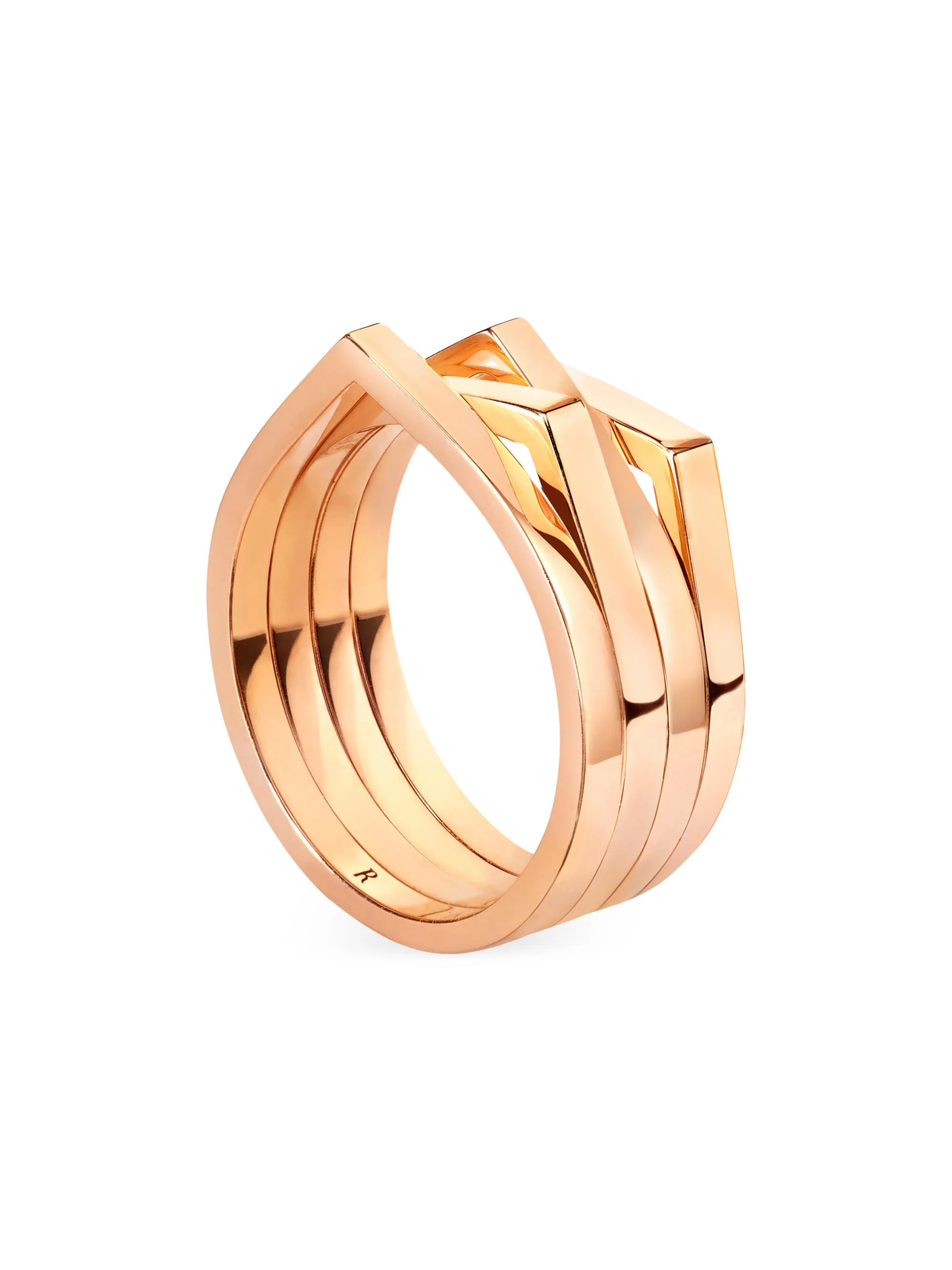Women's Antifer 18K Gold Four-Row Ring - Pink Gold - 1