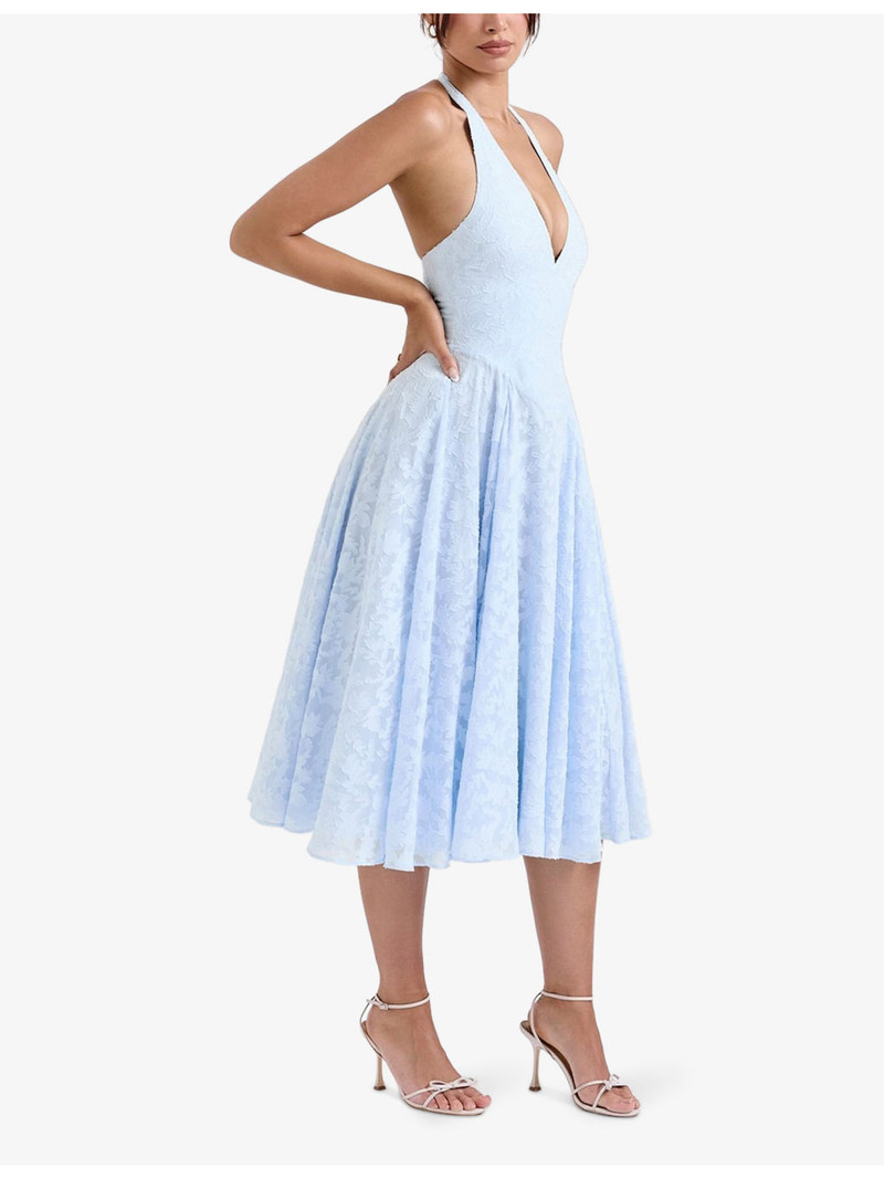 Arietta halter-neck jacquard woven midi dress 3