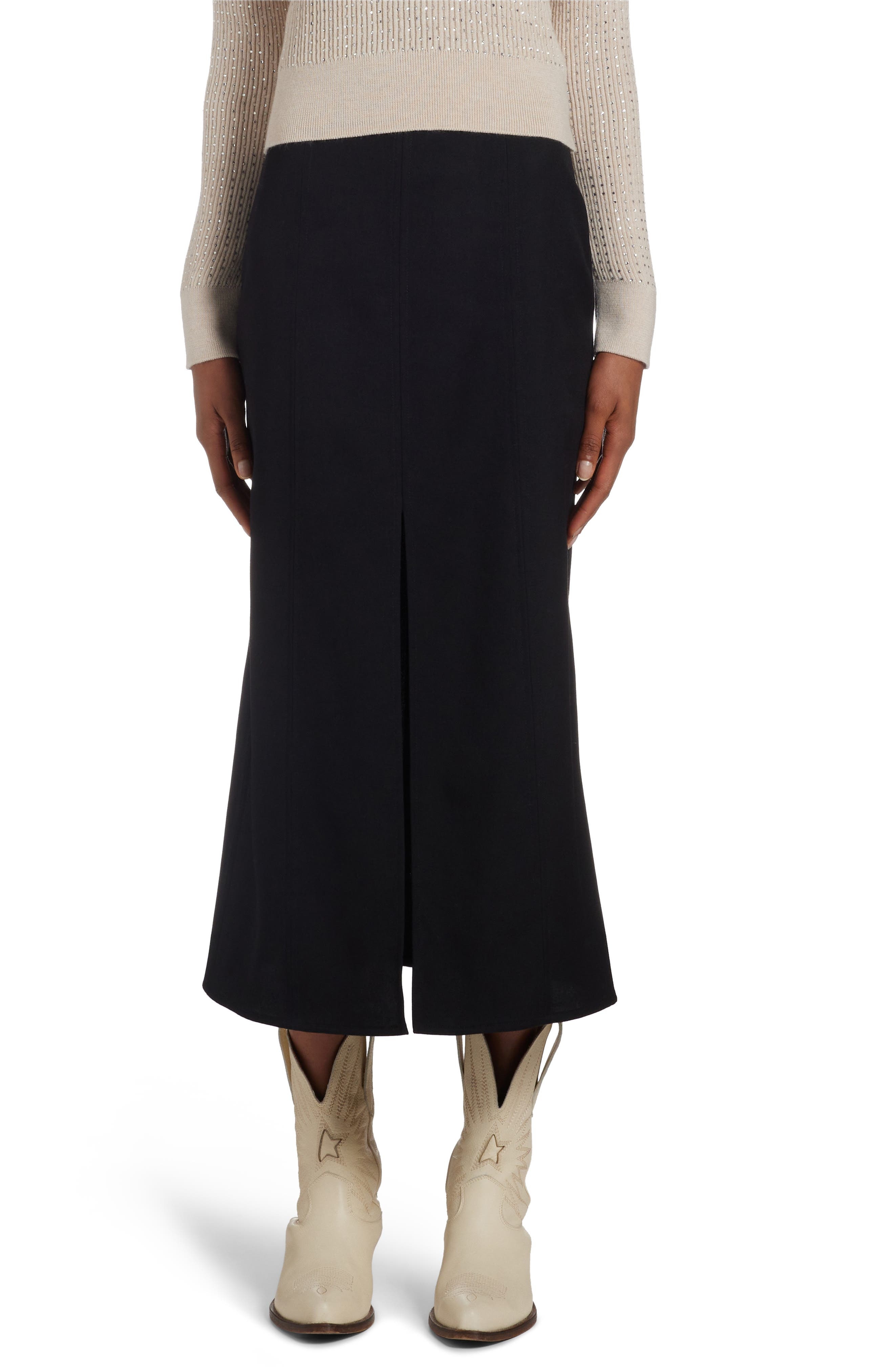 Virgin Wool Midi Skirt - 1