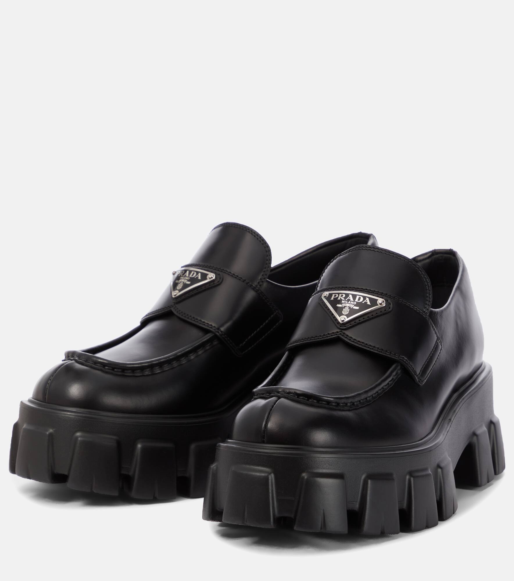 Monolith brushed leather loafers - 4