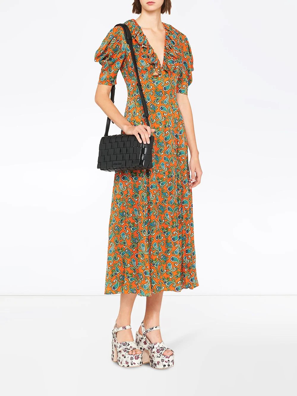 paisley printed jacquard dress - 2