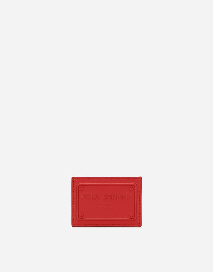 Calfskin card holder with raised logo - 1