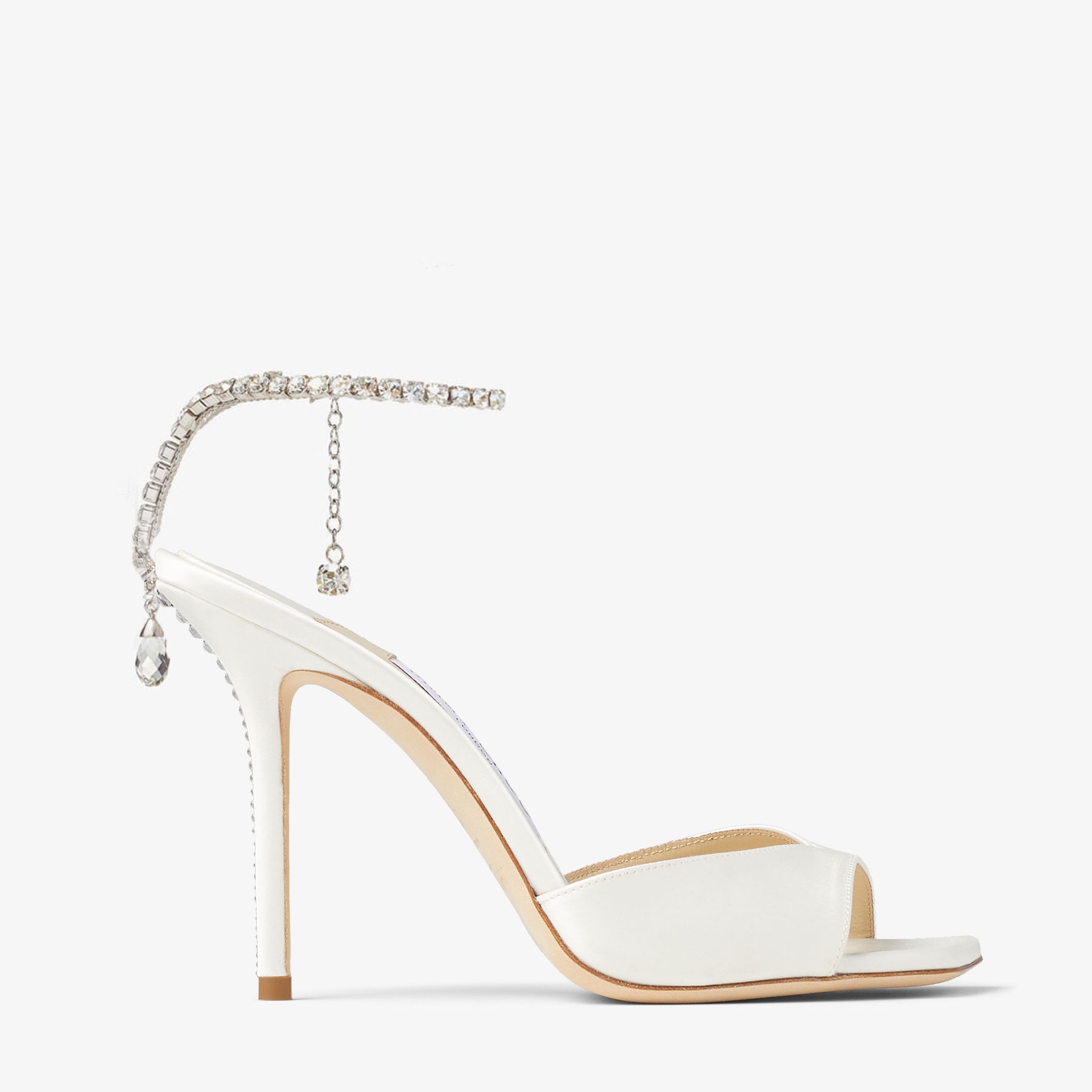 Saeda Sandal 100
Ivory Satin Sandals with Crystal Embellishment - 1