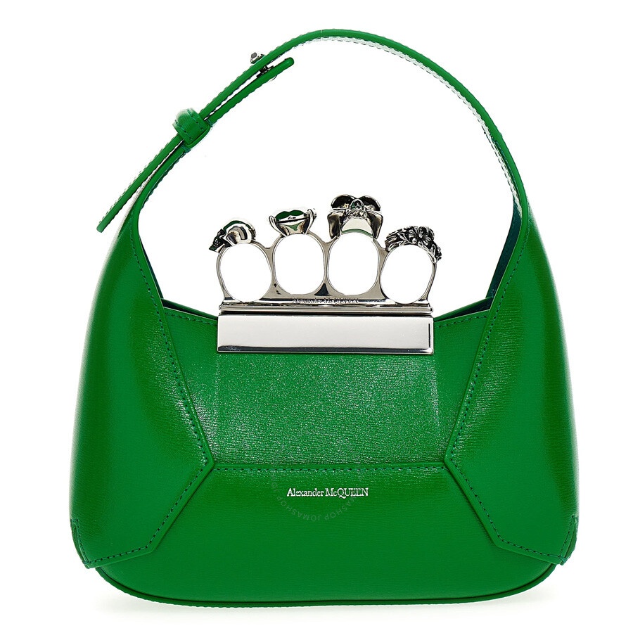 Alexander Mcqueen The Jewelled Hobo Mini Bag In Bright Green - 1