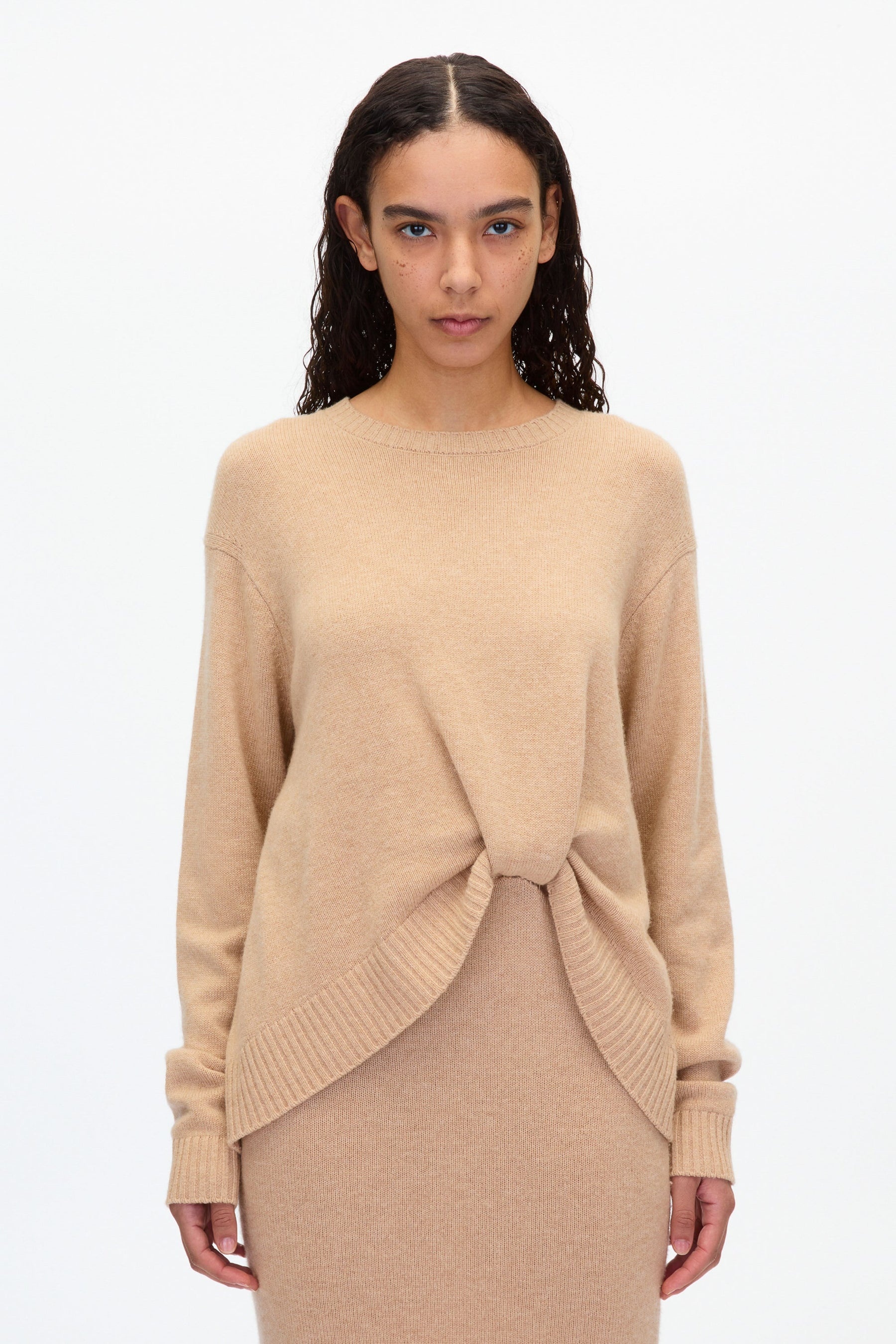 French Tuck Knit Dress with Lace Trim - 2