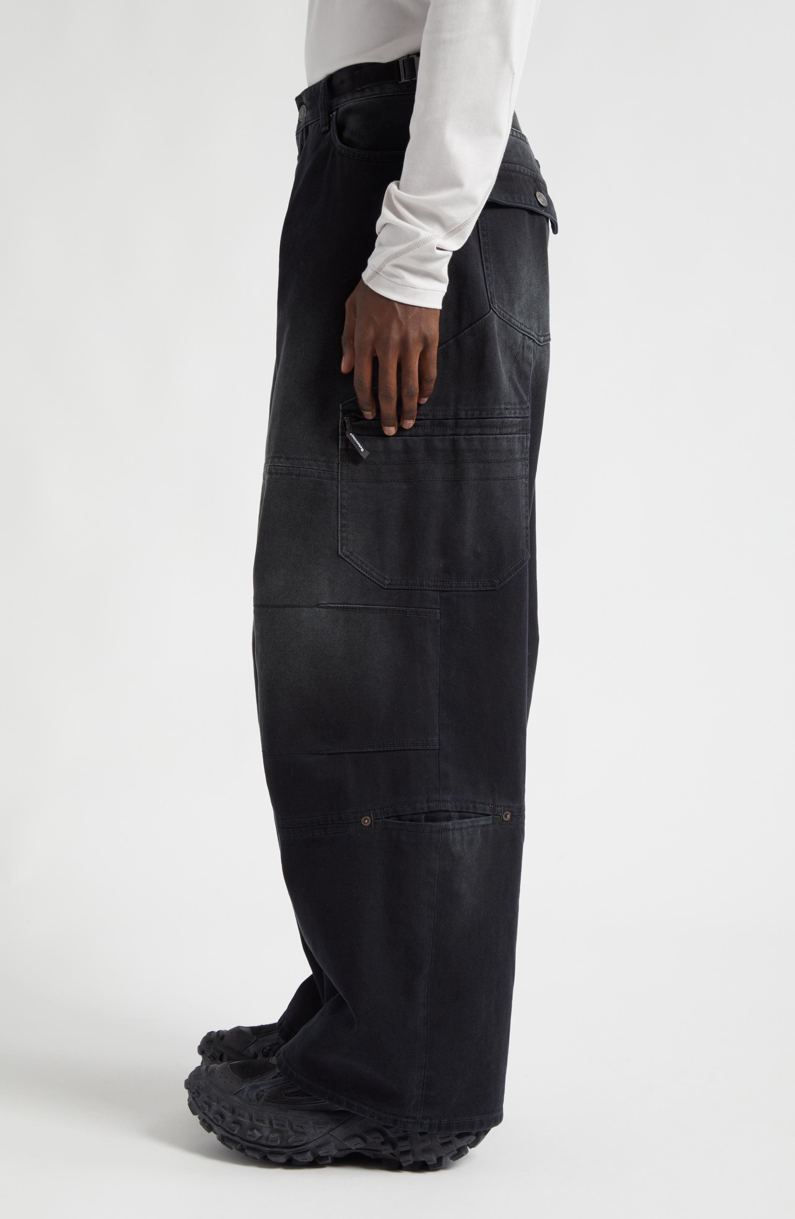 Gender Inclusive Baggy Denim Cargo Pants - 3