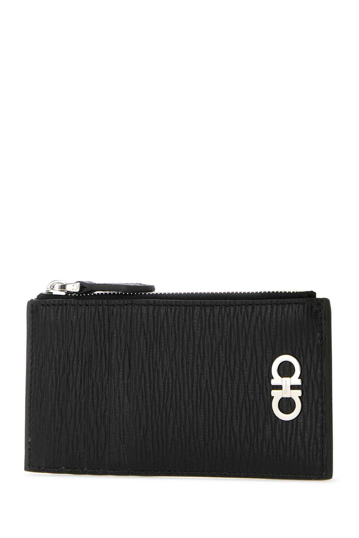 Salvatore Ferragamo Men Black Leather Gancini Card Holder - 2