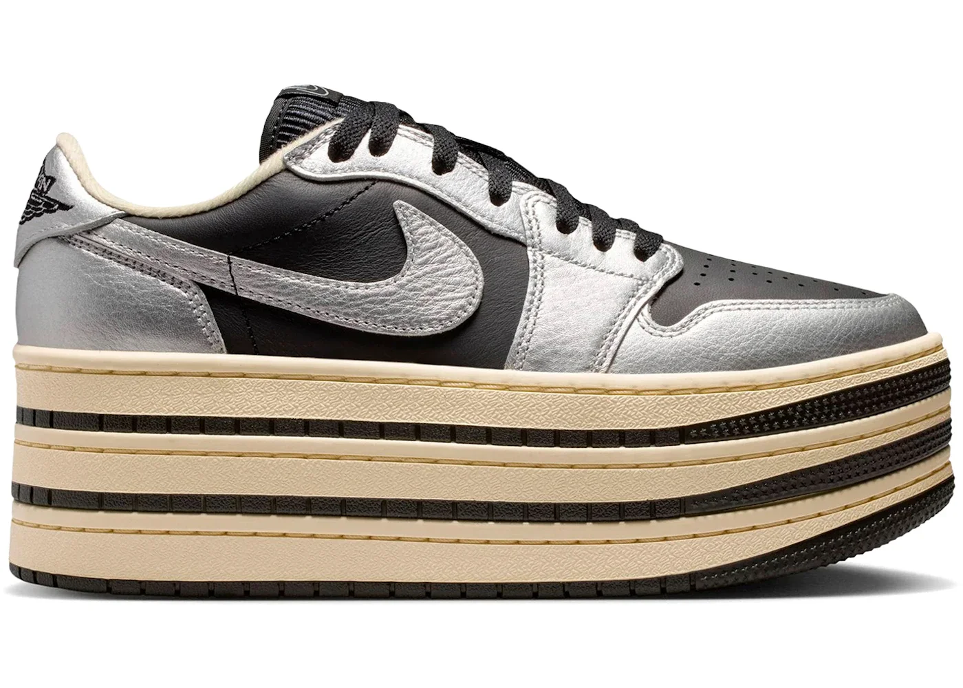 Jordan 1 Low Triple Stack Metallic Silver Black (Women's) - 1