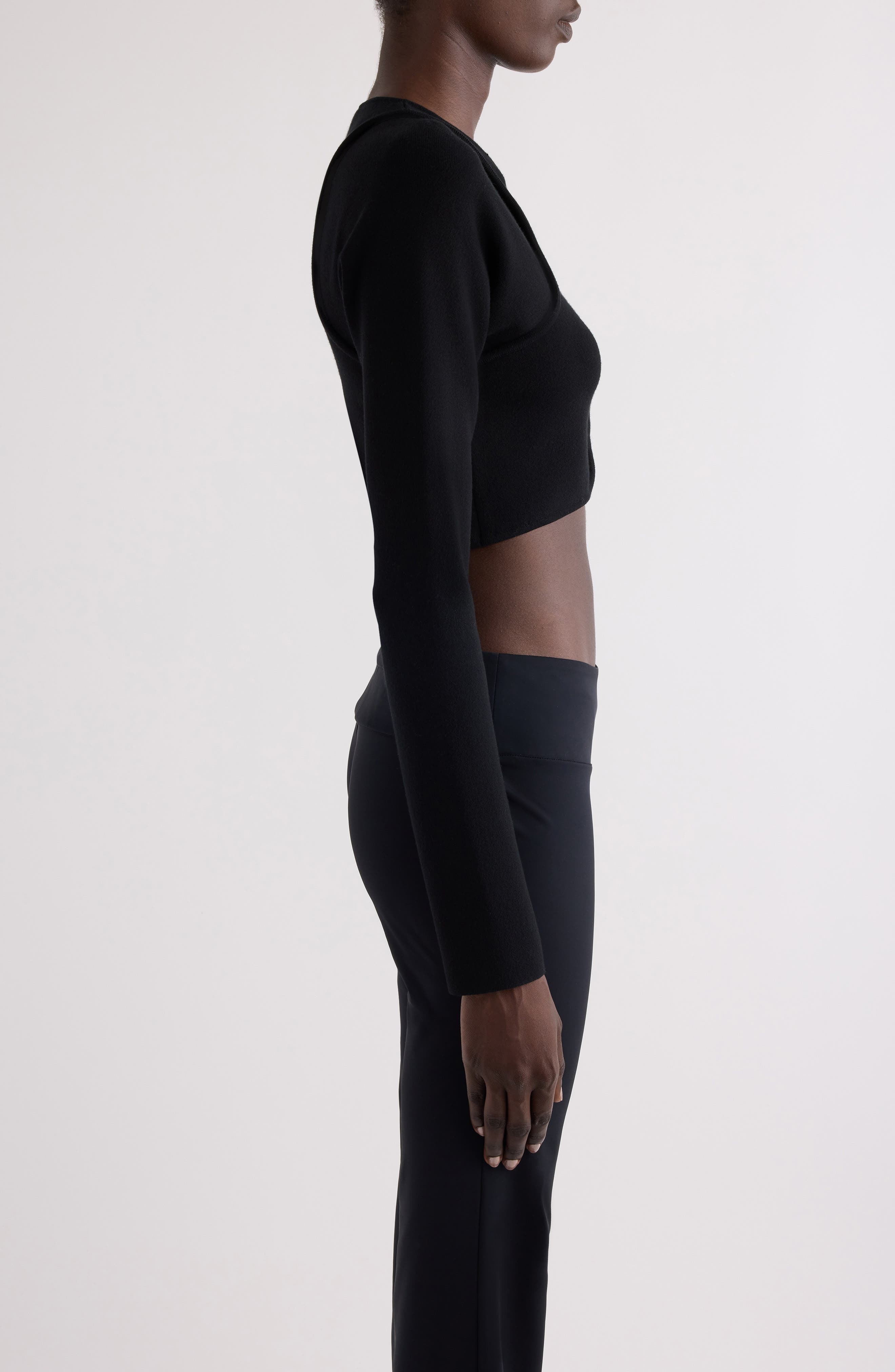 Courrèges Cutout Scuba Knit Cardigan in Black at Nordstrom - 4