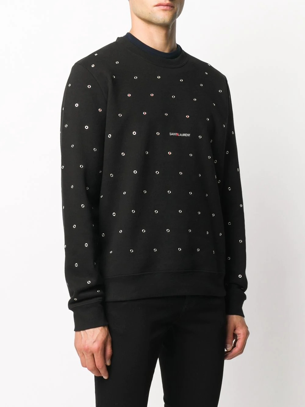 logo-print eyelet-embellished sweatshirt - 3